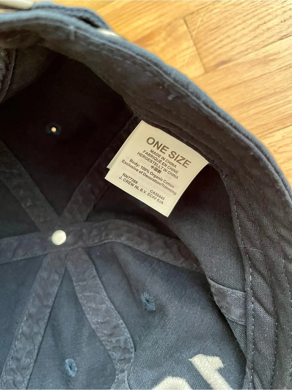 J. Crew Navy Cotton Baseball Cap with Embroidered Detail